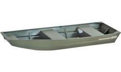 Rated for three people, but tipping the scales at only 111 pounds (50.35 kg), the TRACKER Topper&#8482; 1236 Jon boat is eager to travel by car top or pickup bed. Its .050 gauge marine aluminum alloy is key to its light weight and maneuverability, yet