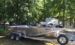 2014 20' AAD Custom Vee hull. The boat was built for fishing with two live wells, side console, 30 gal fuel cell in bow, wide walkable gunnel, 8' rod storage, 6 seat bases, 80# Minkotta Fortrex, hydraulic steering, on board charger, 2 Hummingbird fish