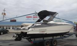 2014 268 SS Monterey is backed by a powerful 8.2 BIII Mercruiser engine with 311 hours. This boat comes equipped with a depth finder, Raymarine GPS, stereo,compass, trim tabs, fridge, sink, elect. head, bow filler cushion, cockpit carpet & cover . Call or