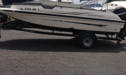 Clean like new deck boat save thousands over new!!! Trades considered. CANVAS BIMINI TOP MOORING COVER ELECTRIC BATTERY(1) GENERAL AM/FM CD CHANGER(MP3) CD PLAYER STEREO MECHANICAL POWER TRIM TRANSOM TRAILER SWITCH OPTIONS SKI TOW STOCK# B14895 TRAILER