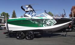 This 2014 Super Air Nautique G21 is nicely loaded for a great day/week on the water. Some of the cool features are NSS (Nautique Surf System), tower speakers, bimini, design package with vented windshield, heater, pocket air dam door, bow filler cushion,