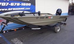 The all-welded TRACKERÂ® GRIZZLYÂ® 1448 is perfect for outdoorsmen who want a rugged, no-frills Jon boat that can fish and hunt. Its 16" (40.64 cm) all-aluminum transom is designed to accommodate a tiller engine for easy control. This also leaves the