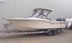 A serious fishing boat and a luxurious family pleaser all in one package! Dual console with a hardtop, enclosed head, and bow seating w/ filler cushions make this the all around family boat!&nbsp;
Certified Trade w/ Warranty
Remaining Yamaha YES