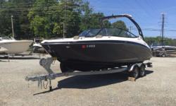 Beautiful Black Yamaha Twin Engine Boat loaded with high end amenities! &nbsp;Always freshwater and barely used, this boat is like new and has upgrades that include Professionally Installed Garmin Echomap DV GPS Fish Finder Combo Unit, LED Underwater
