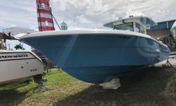 This 2017 Hydra-Sports 3400 CC is powered by triple Yamaha F300 engines with custom paint and only 75 hours. This boat is in immaculate, barely used condition and has Yamaha engine warranties until 08/03/2021. This boat is loaded with options including