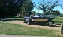 This is a Pro Guide V 175 WT -It has a 115 4 stroke Mercury motor. Has a bow mounted Minn Kota Trolling motor and we have added a Minn Kota 3 bank onboard charger and comes with 3 battery's. It has 2 live wells, depth and fish finder . Boat comes complete