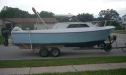 25ft walk around cuddy cabin needs power everything is solid on boat boat can handle twin 150 hp motors was set up with a single omc motor at this time