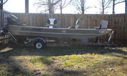 up for sale or trade is a 1996 fourteen feet allum. Generation 111 Jon Boat with a 9.9 tohatsu motor.wich has not been crunk in several monts...Has a motor propeller for motor to the boat. spare tire,, three seats,, the generation trailor,,,and a foot