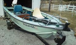 16 FT 1970 Smokercraft V hull aluminum boat & trailer for sale ($3,250)? 20 HP Chrysler outboard motor (Approx. 25 hours on motor)? Steering column & throttle console? Bow mounted Minn Kota trolling motor with foot pedal remote? 2 captains seats as well