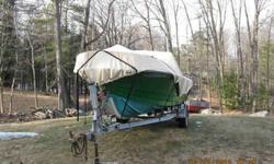 its all set to go fishing has a 85h.p. mercury with power tilt 2 12gal. tanks,bilge pump,2 cannon downrigger,bimini top,travel tite cover,also a keel guard the boat is in great shape been painted all readly to go. also the trailer has new spring,wheel