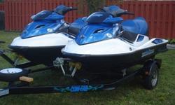 Both waverunners are in excellent conditions. Includes factory covers, double trailer, and lifevest. Serviced Regularly105hrs & 109hrs4 -Stroke3 -SeaterIf you are interested please reply at: (click to respond)