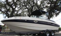 Gorgeous 2007 Azure AZ 240 Bowrider Boat - This boat looks even better on the water with the sun on your shoulders, cold drink at your fingertips!! You can either have the sound of waves splashing be the loudest thing you hear or you can select your