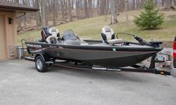 This 2007 model was bought new in 2008 and has only been used for two Summer seasons. This boat is in excellent condition with only 20 hours on the engine and has been kept in a garage during the Winter. There is a trailer and custom cover included.