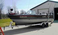 1996 Lund Grand Sport Baron Magnum 21.5' .Used, but in great working condition with minimal signs of significant ware. This boat is clean, runs strong, and is a great fishing boat for off shore in the great lakes for salmon and perch fishing. Trailer is