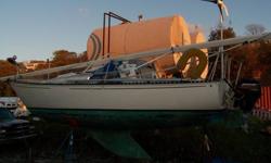 1976 C&C sailboat: fiberglass, wood interior, 9.9 Mercury 4 stroke, Air Marine 400 watt wind turbine, 2 furlings, compass, front mounted spotlight, new dingy w/ trolling motor. Needs paint, new main sail. Boat is in dry dock in Gloucester. Call Kathy O.
