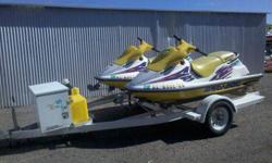 2- 1997 Sea*Doo Bombardiers low hours with BRAND NEW covers. Just invested 2000 plus in upgrades, general maintenance and registration.....1 week old batteries, covers @ 3 mnths old, plenty of receipts. 1998 Zieman Trailer with storage/tool box, spare