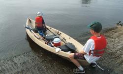 Get ready to go fishing or canoeing!! This is a 10 foot canoe and can easily sit 2 adults and 2 children.It has 3 available seats which are adjustable and easy to remove.Included in the accessories is: 3 fishing tackle boxes ( 1 extra large, 1 medium, and