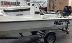 2009 Carolina j16 ft skiff with Evinrude 30 4 stoke and galvized trailer. 54 at cooler seat .gas tank . Navy lights. Garmin fish finder . Radio with USB and MP3 hook up and2 new speakers. Great flet's boat or lakeboat ready to go to the lake and fish.