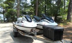 2000 GP1200R two seater & 2001 XL800 three seater Yamaha WaveRunners. Only 165 hours. Both are in excellent condition. Covered and garaged when not in use. Adult owned and ridden. Only rode in fresh water. Galvanized double trailer with storage box. $250