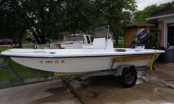16ft flats/bay boat with tunnell hull. Boat very wide and in great condition. 2000 70hp Johnson motor. Motor in excellent condition. Fishing season is upon us! If you are looking for a shallow water Bay Boat and don't want to spend a lot of money, then