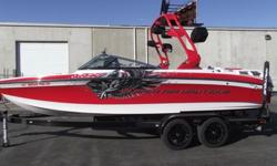 2011 SUPER AIR NAUTIQUE 230 TEAM INCLUDES-TOWER, TOWER SPEAKERS W/COVERS, TOWER COMBO RACKS W/COVERS, BIMINI, SNAP-ON BOW AND COCKPIT COVERS, DOCKING LIGHTS, UNDER WATER LIGHTS, BOW FILLER CUSHION, NAUTIQUE LINC SYSTEM W/ZERO OFF CRUISE CONTROL AND
