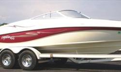 Powered by a Merc 4.3 this 1998 Rinker 192 Captiva is lake ready! Features include: Aluminum single prop, Ski locker, Swivel seats, Clarion stereo system, Depth finder, 12 volt plug in, Bow storage compartments, Tilt steering wheel.