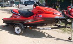 2007 Kawasaki Ultra 250X, 250 HP, Four Stroke, Supercharged, 130 Hours, Includes Single Ski Trailer.
Beam: 3 ft. 11 in.
Fuel tank capacity: 21
Max load: 496
Standard features: Supercharged and intercooled, four-stroke, DOHC, four valve per cylinder,