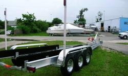 All American builds Innovative Aluminum Boat Trailers with all stainless steel hardware,torsion axle suspension,Led lights,H Duty winch & stand,extended
aluminum cross members to reinforce our step-on fenders,S.S. or Cadmium
disc. brakes available all