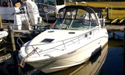 The current owner of this beautiful Sea Ray 300 Sundancer has spent over $20k on upgrades with two new Bravo III outdrives in 2016 & 2017, new Gimball bearings, shift cables and bellows in both drives, full factory camper canvas with newer Isinglass in