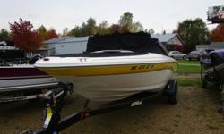 A great bowrider with all the power you need to tube and ski. 268 hours on the Mercruiser V-6 190 HP motor. We will winterize and store for you and be ready in spring 2019.
Hull color: Yellow/Black
Boat cover; Stereo; Bimini top;